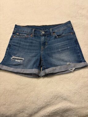 Levi's Medium Blue Rolled-Hem Jean Shorts